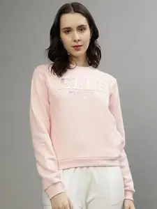 ELLE Women Typography Printed Round Neck Cotton Pullover Sweatshirt