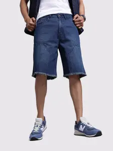 The Roadster Life Co. Men Frayed Hem Relaxed Fit Denim Shorts