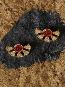 Zaveri Pearls Gold-Plated Contemporary Shaped Stone Studded Studs