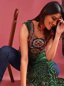 KALINI Bandhani Printed Regular Georgette A-Line Kurta