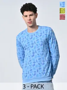 BAESD Men Pack Of Three Printed Pullover Full Sleeve Sweatshirts