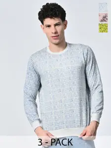 BAESD Men Pack Of Three Printed Pullover Full Sleeve Sweatshirts