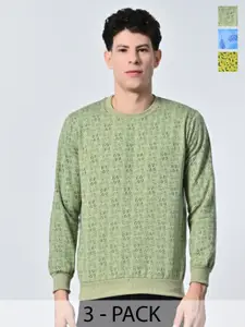 BAESD Men Pack Of Three Printed Pullover Full Sleeve Sweatshirts