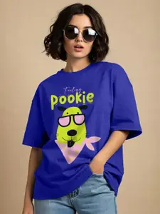 JUNEBERRY Women Graphic Printed Round Neck Pure Cotton Oversized T-shirt