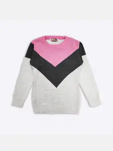 Here&Now X Game Begins Girls Chevron Colourblocked Pullover