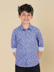 Allen Solly Junior Boys Cutaway Collar Geometric Printed Cotton Slim Fit Casual Shirt