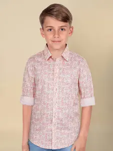 Allen Solly Junior Boys Cutaway Collar Floral Printed Cotton Slim Fit Casual Shirt