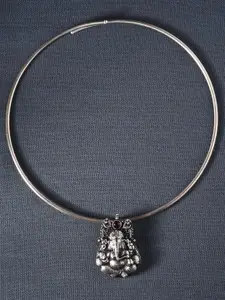 JAYPORE Silver Stone Studded Necklace