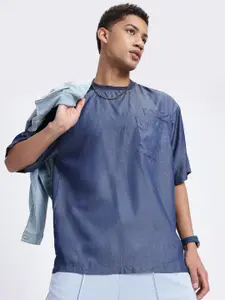 Kook N Keech Drop-Shoulder Sleeves Pure Cotton Chambray T-shirt