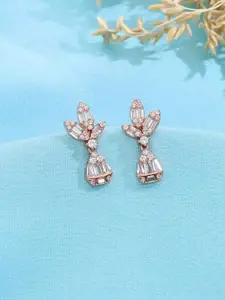 KAI JEWEL 925 Sterling Silver Rose Gold-Plated Cubic Zirconia Contemporary Drop Earrings