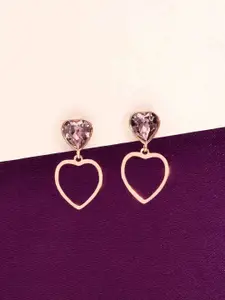 KAI JEWEL 925 Sterling Silver Rose Gold-Plated CZ Studded Contemporary Drop Earrings