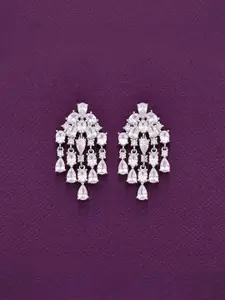 KAI JEWEL 925 Sterling Silver Rhodium-Plated Cubic Zirconia Contemporary Drop Earrings