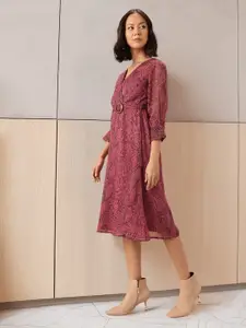 all about you Animal Print Midi Wrap Dress with Belt