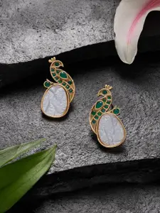 Zaveri Pearls Gold-Plated Stone Studded Peacock Shaped Studs