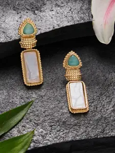 Zaveri Pearls Gold-Plated Stone Studded Drop Earrings