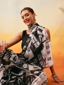 Silk Land Women Abstract Chanderi Ready to Wear Saree