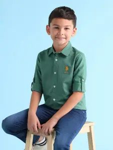 U.S. Polo Assn. Kids Boys Spread Collar Pure Cotton Casual Shirt