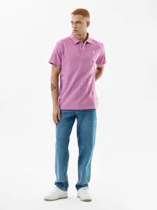 Snitch Men Solid Polo Collar Cotton Slim Fit T-shirt