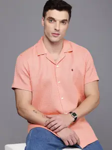 Louis Philippe Jeans Pure Cotton Slim Fit Self-Design Micro Checks Waffle Casual Shirt