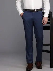 Louis Philippe Men Checked Slim Fit Formal Trousers