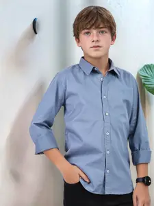 French Connection Boys Premium Cutaway Collar Solid Cotton Casual Shirt