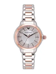 Emporio Armani Women Two Tone Embellished Analogue Watch AR11643I