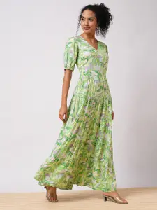 Globus Tropical Printed Puff Sleeve Maxi Dress