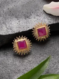 AMI Gold Plated Artificial Stones Contemporary Studs