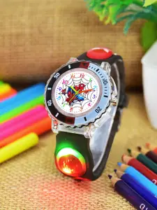 Shocknshop Boys Patterned Dial & Straps Analogue Watch 334 Spider Black