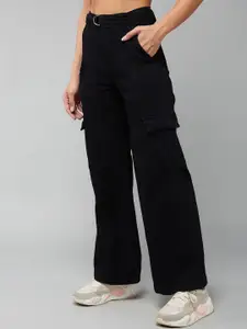 DOLCE CRUDO Women Wide Leg High-Rise Stretchable Jeans