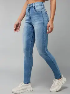 DOLCE CRUDO Women Slim Fit High-Rise Heavy Fade Cotton Stretchable Jeans