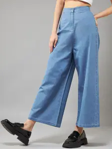 DOLCE CRUDO Women Cotton Wide Leg High-Rise Jeans