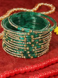 LAVAZZA Set Of 12 Zircon Diamond Stone Studded & Beads Bangle