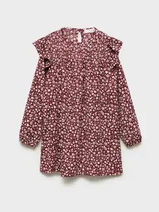 Mango Kids Girls Floral Print A-Line Dress With Smocked Detailing