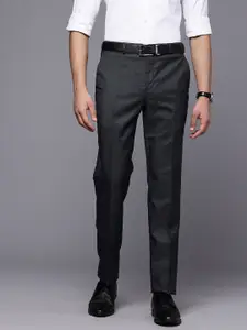 Raymond Men Self Design Textured Slim Fit Formal Trousers