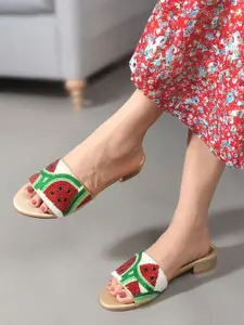 Carlton London Women Colourblocked Open Toe Block Heel Sandals