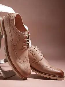 RARE RABBIT Men Textured Leather Casual Brogues