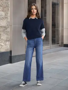 Flying Machine Women Straight Fit High-Rise Light Fade Stretchable Jeans