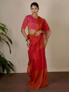 Chidiyaa Woven Design Zari Linen Blend Saree