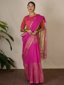 Chidiyaa Zari Linen Blend Saree