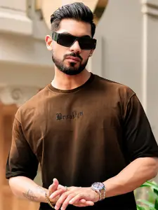 Maniac Men Dyed Round Neck Cotton Oversized T-shirt