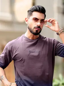 Maniac Men Dyed Round Neck Cotton Oversized T-shirt