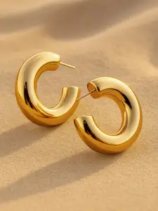 Rubans 18K Gold-Plated Stainless Steel Tarnish-Free Waterproof Demi-Fine Hoop Earrings