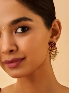 Kushal's Fashion Jewellery Gold-Plated Paisley Shaped Beaded Drop Earrings