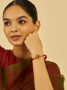 Kushal's Fashion Jewellery Embellished Bridal 92.5 Silver Stone Antique Bangle