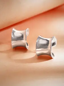 Rubans Silver-Plated Bold Sculptural Curved Hoop Earrings