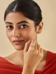 Kushal's Fashion Jewellery Embellished Bridal Gold-Plated Zircon-Studded Finger Ring