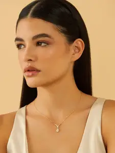 Kushal's Fashion Jewellery Gold-Plated Cubic Zirconia Stone Studded Trendy Necklace