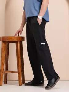 Mast & Harbour Men Mid-Rise Relaxed Fit Cargo-Style Track Pants with Toggle Hem