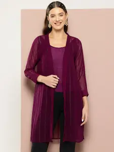 Qurvii Striped Longline Shrug